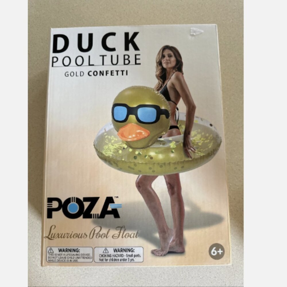 Poza Luxurious Pool Float - Gold Confetti - NEW SEALED